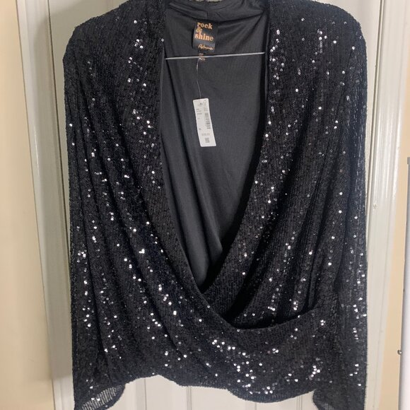 NWT Reitmans Black Sequin Blouse - Picture 1 of 3
